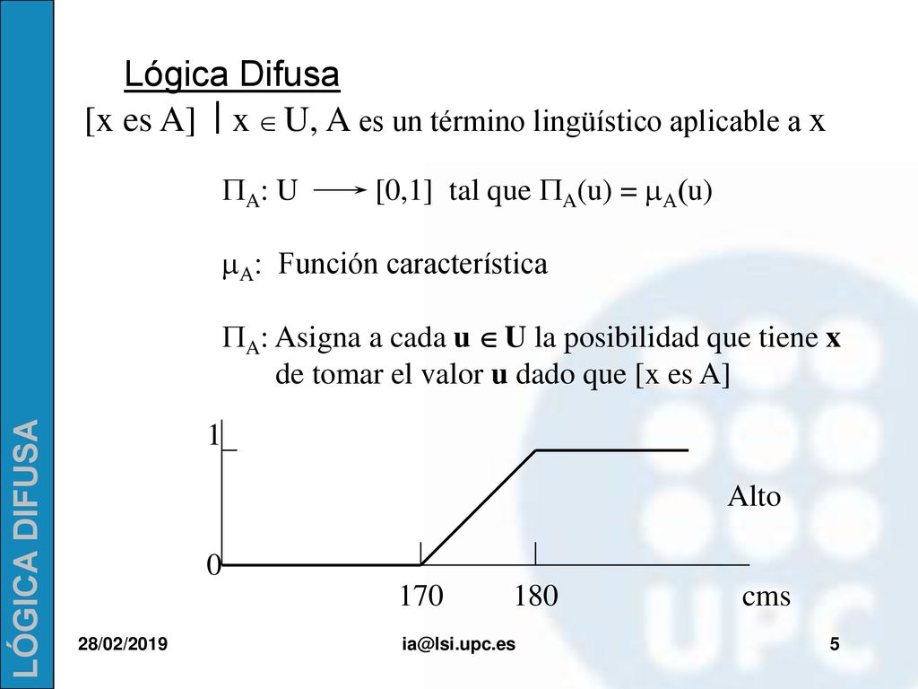 [x es A] ô x Î U, A es un término lingüístico aplicable a x