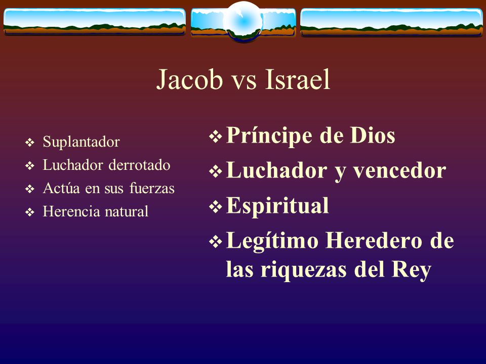 Jacob vs Israel Príncipe de Dios Luchador y vencedor Espiritual