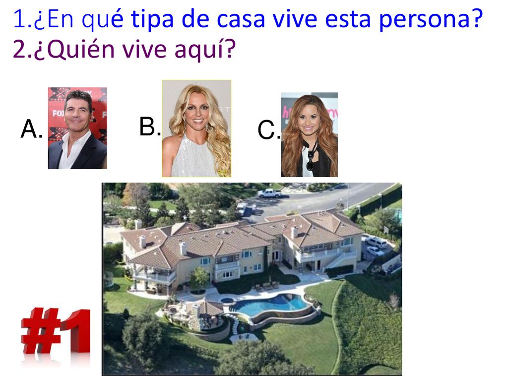 1.¿En qué tipa de casa vive esta persona 2.¿Quién vive aquí
