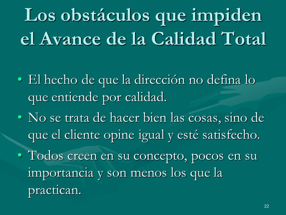 Los obstáculos que impiden el Avance de la Calidad Total