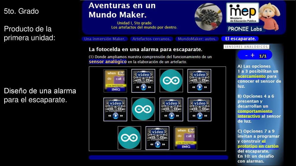 5to. Grado Producto de la primera unidad: Diseño de una alarma para el escaparate.