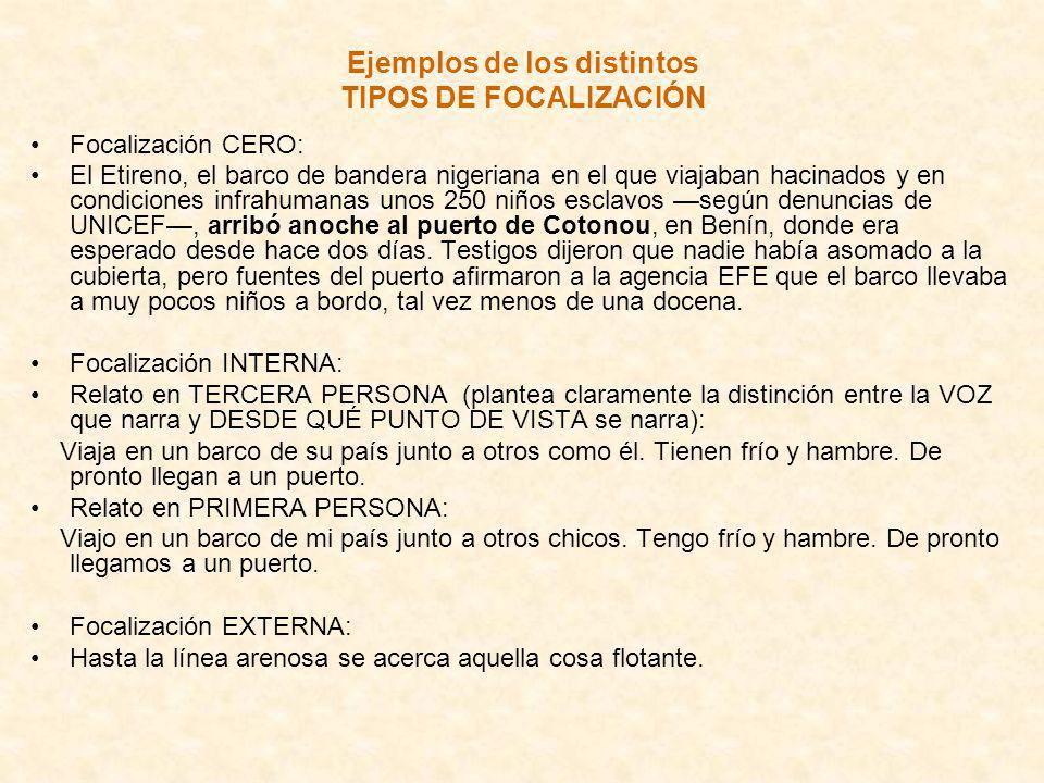 Ejemplos de los distintos TIPOS DE FOCALIZACIÓN