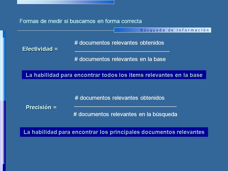 Formas de medir si buscamos en forma correcta