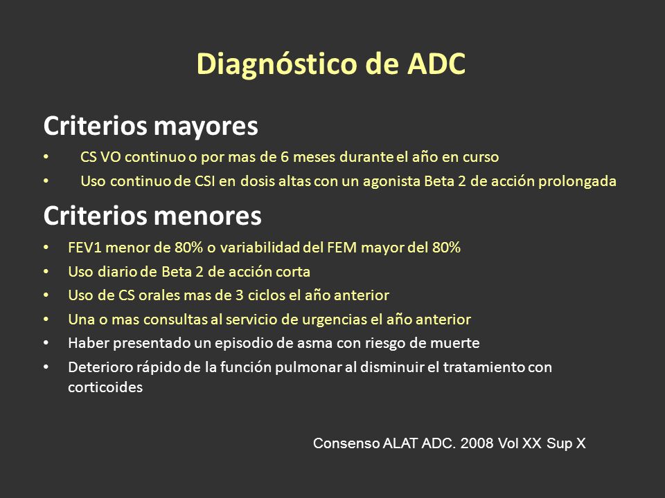 Diagnóstico de ADC Criterios mayores Criterios menores