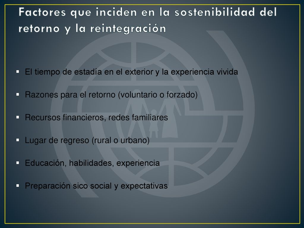 Factores que inciden en la sostenibilidad del retorno y la reintegración