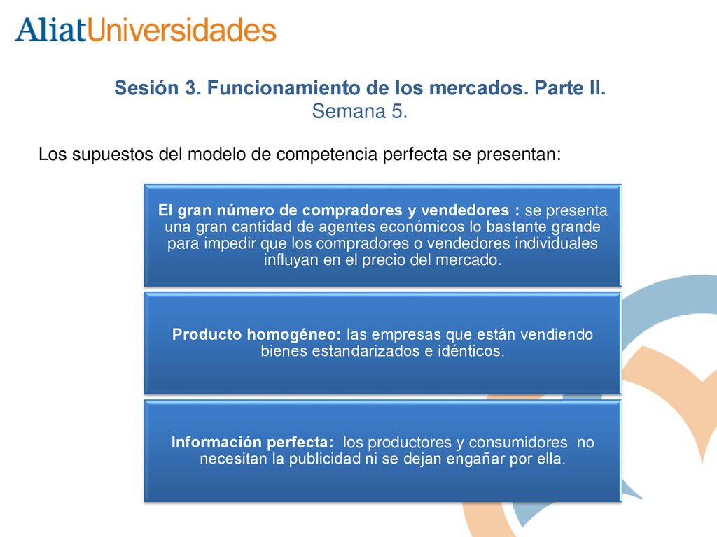 Sesión 3. Funcionamiento de los mercados. Parte II. Semana 5.