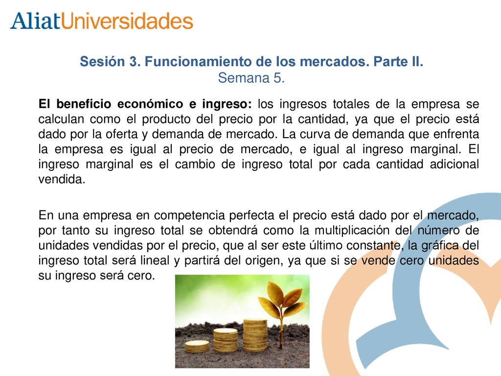 Sesión 3. Funcionamiento de los mercados. Parte II. Semana 5.