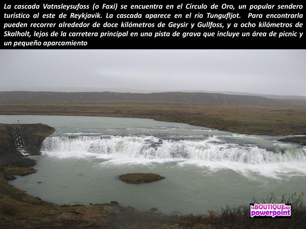 La cascada Vatnsleysufoss (o Faxi) se encuentra en el Círculo de Oro, un popular sendero turístico al este de Reykjavik.
