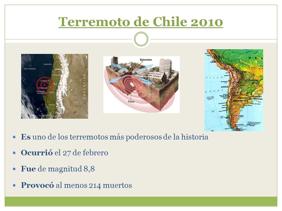 Terremoto de Chile 2010 Es uno de los terremotos más poderosos de la historia. Ocurrió el 27 de febrero.