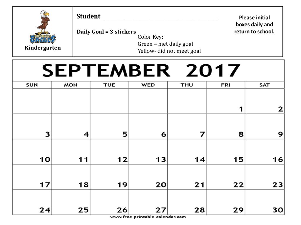 Please initial boxes daily and return to school.