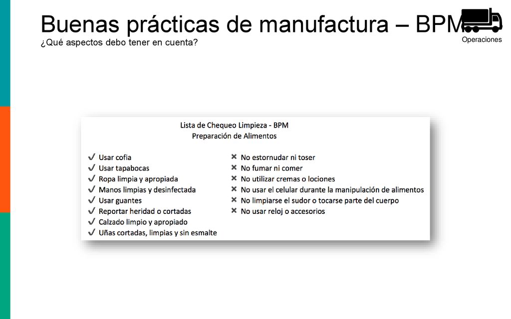Operaciones Buenas prácticas de manufactura – BPM ¿Qué aspectos debo tener en cuenta