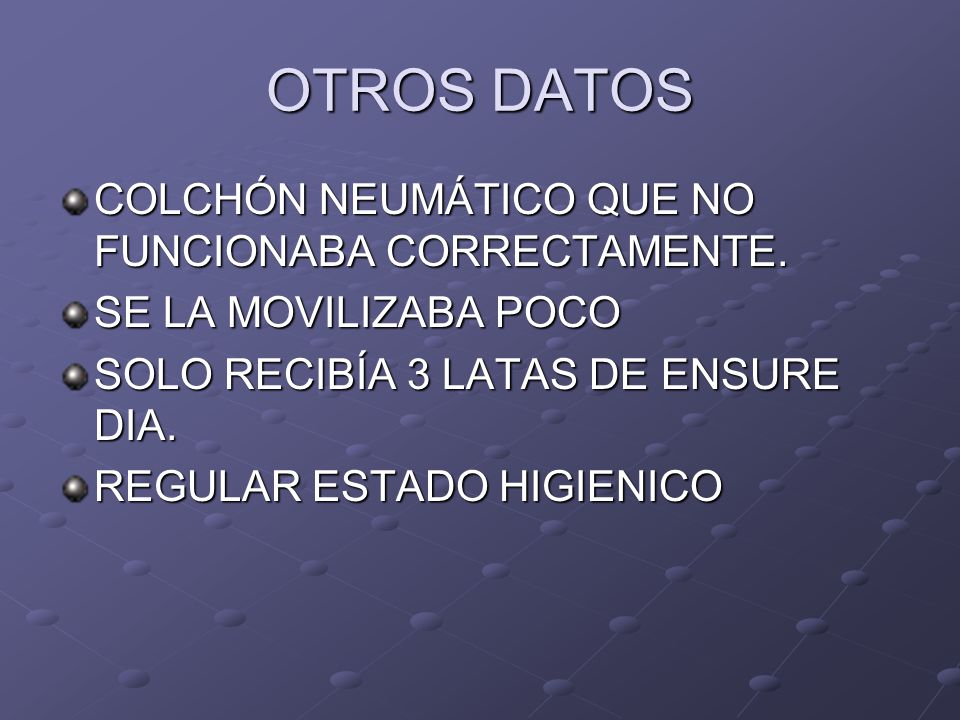 OTROS DATOS COLCHÓN NEUMÁTICO QUE NO FUNCIONABA CORRECTAMENTE.