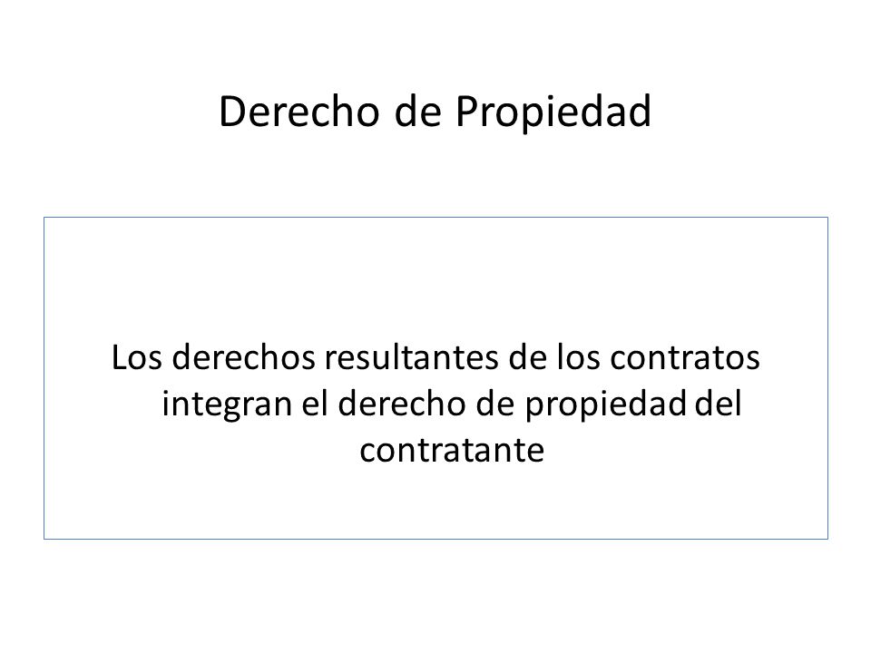 Derecho de Propiedad Los derechos resultantes de los contratos integran el derecho de propiedad del contratante.