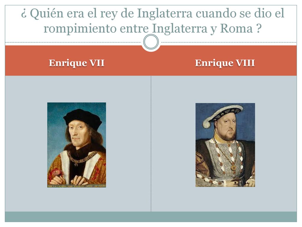 ¿ Quién era el rey de Inglaterra cuando se dio el rompimiento entre Inglaterra y Roma