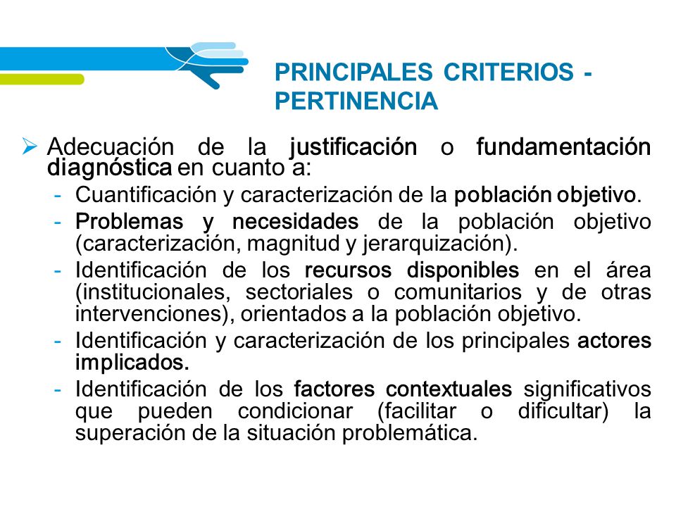 PRINCIPALES CRITERIOS - PERTINENCIA