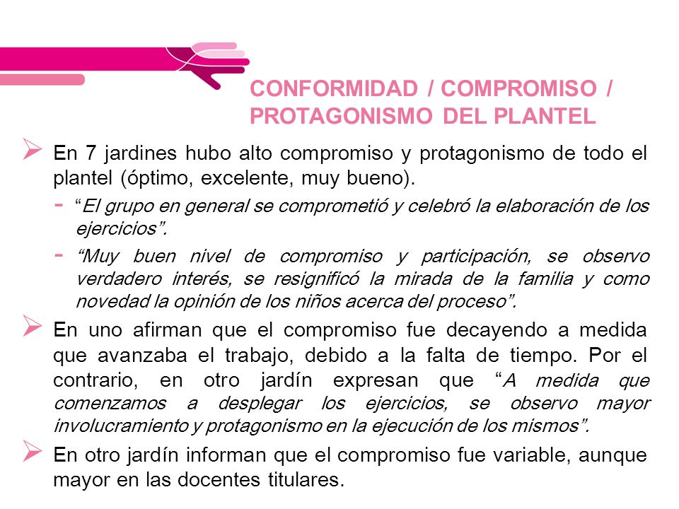 CONFORMIDAD / COMPROMISO / PROTAGONISMO DEL PLANTEL