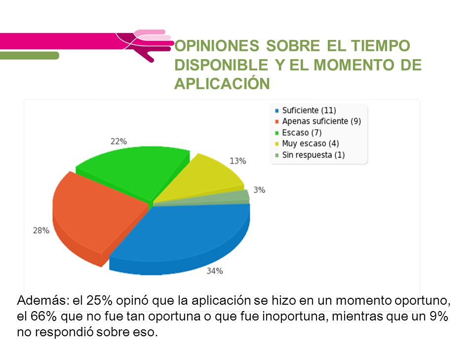 OPINIONES SOBRE EL TIEMPO DISPONIBLE Y EL MOMENTO DE APLICACIÓN