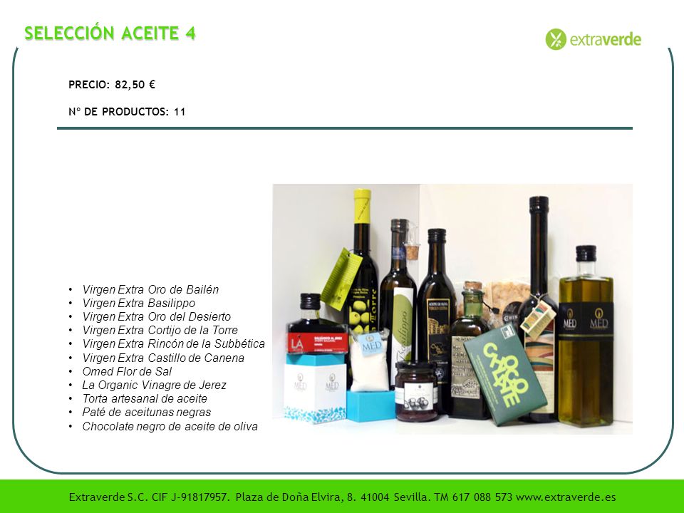 SELECCIÓN ACEITE 4 PRECIO: 82,50 € Nº DE PRODUCTOS: 11