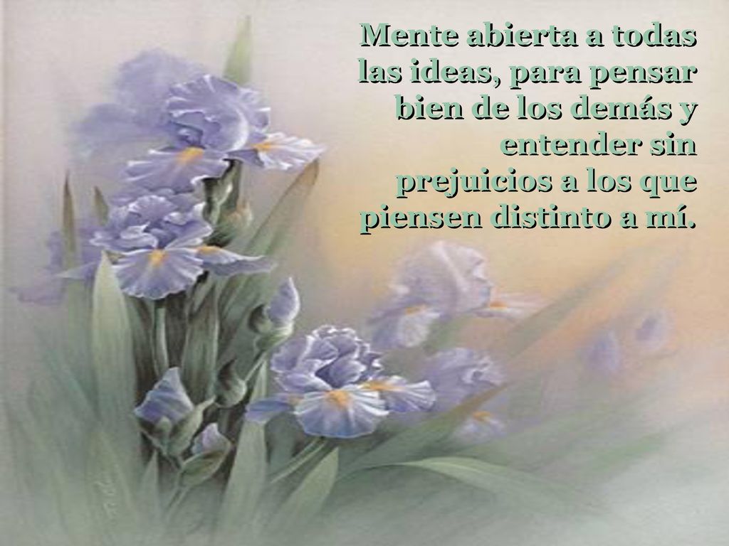 Mente abierta a todas las ideas, para pensar bien de los demás y entender sin prejuicios a los que piensen distinto a mí.