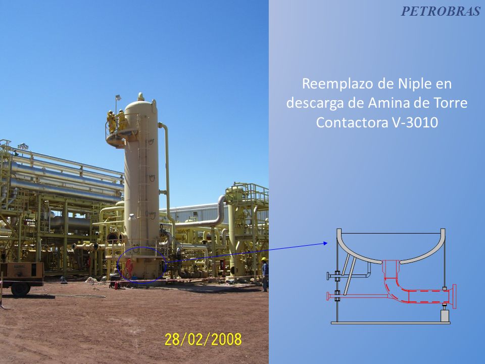 Reemplazo de Niple en descarga de Amina de Torre Contactora V-3010