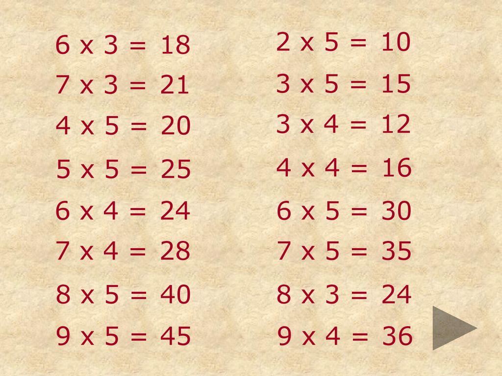 6 x 3 = x 5 = x 3 = x 5 = x 5 = x 4 = x 5 = x 4 =