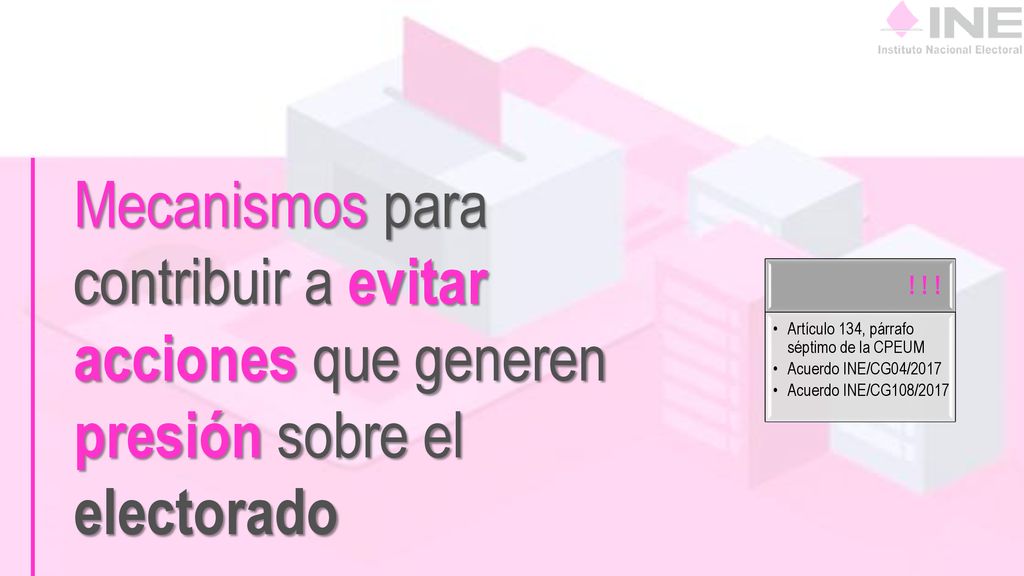 Mecanismos para contribuir a evitar acciones que generen presión sobre el electorado