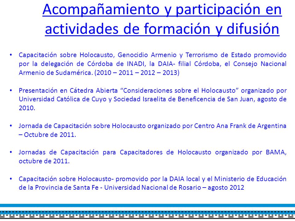 Acompañamiento y participación en actividades de formación y difusión