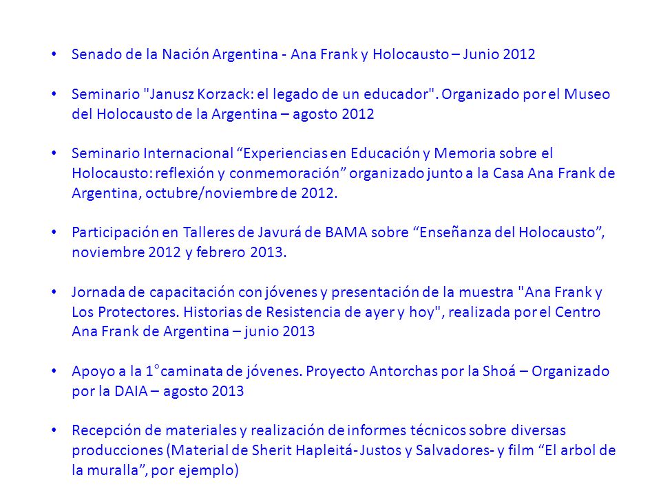 Senado de la Nación Argentina - Ana Frank y Holocausto – Junio 2012