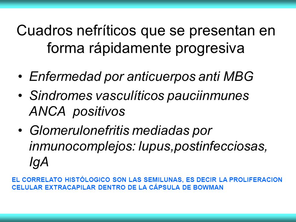 Cuadros nefríticos que se presentan en forma rápidamente progresiva