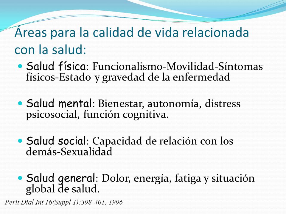 Áreas para la calidad de vida relacionada con la salud: