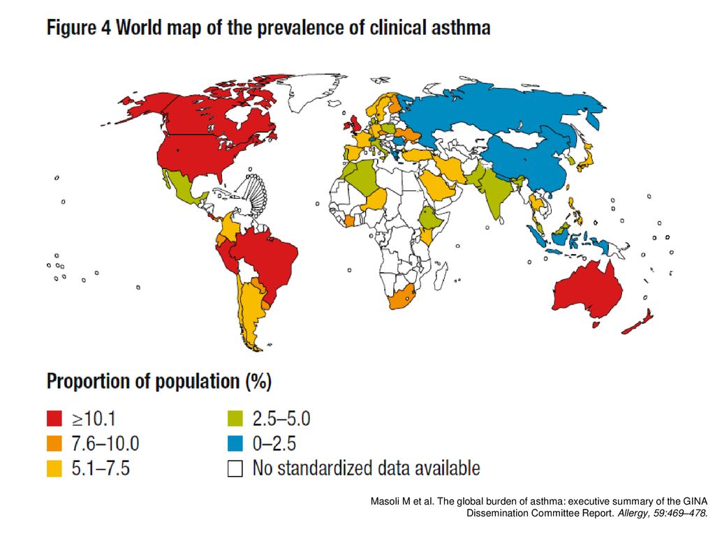 Masoli M et al. The global burden of asthma: executive summary of the GINA