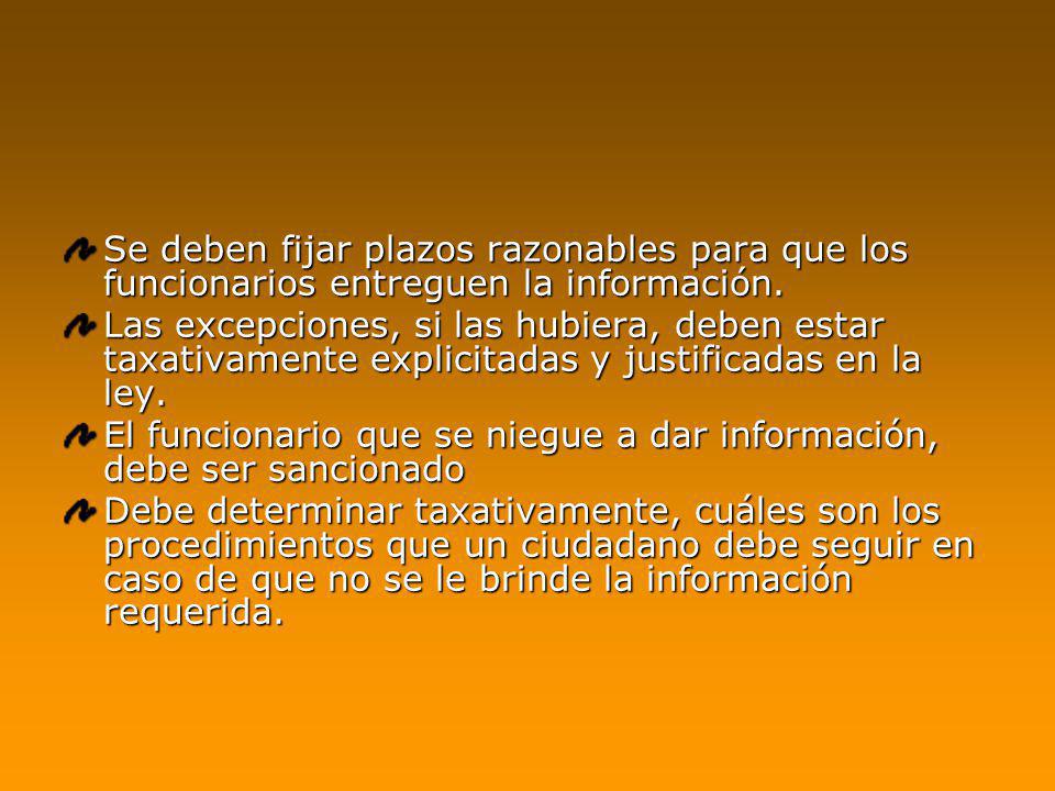 Se deben fijar plazos razonables para que los funcionarios entreguen la información.