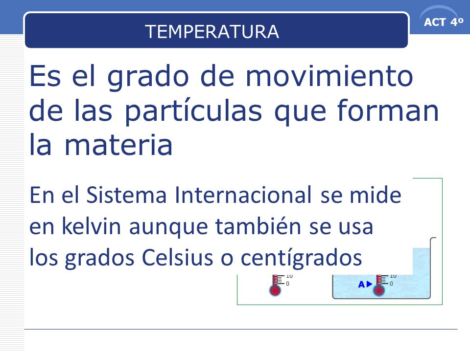 Es el grado de movimiento de las partículas que forman la materia