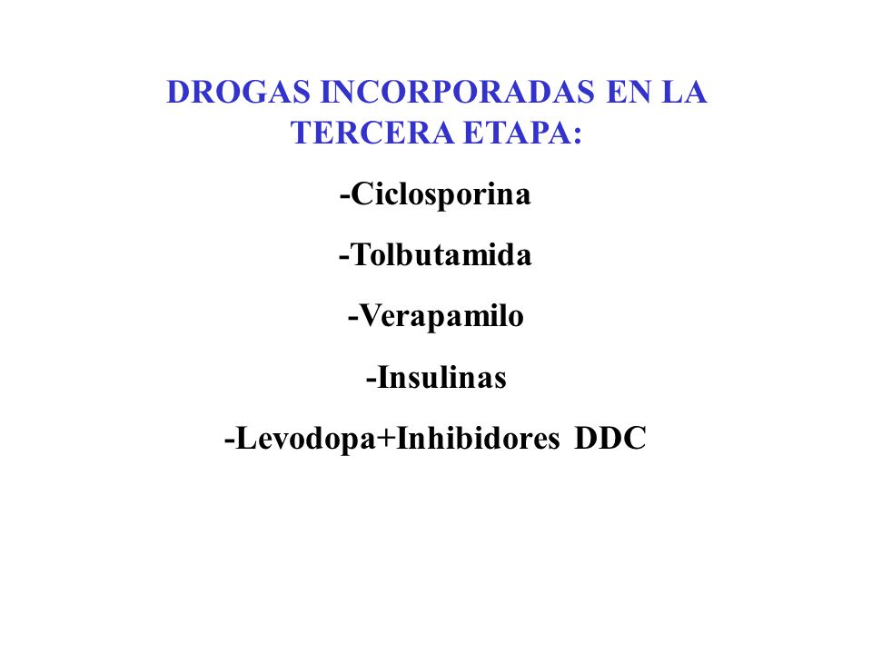 DROGAS INCORPORADAS EN LA TERCERA ETAPA: -Levodopa+Inhibidores DDC