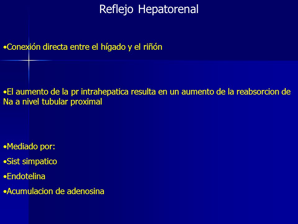 Reflejo Hepatorenal Conexión directa entre el hígado y el riñón