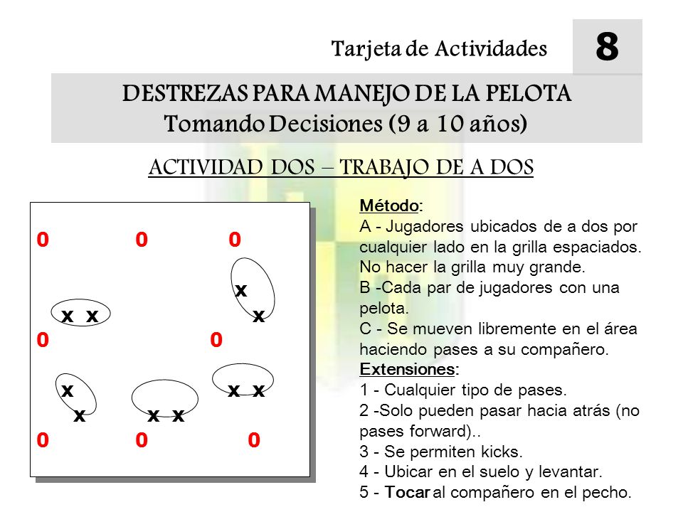 DESTREZAS PARA MANEJO DE LA PELOTA Tomando Decisiones (9 a 10 años)