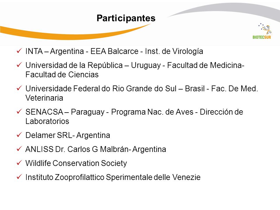 Participantes INTA – Argentina - EEA Balcarce - Inst. de Virología