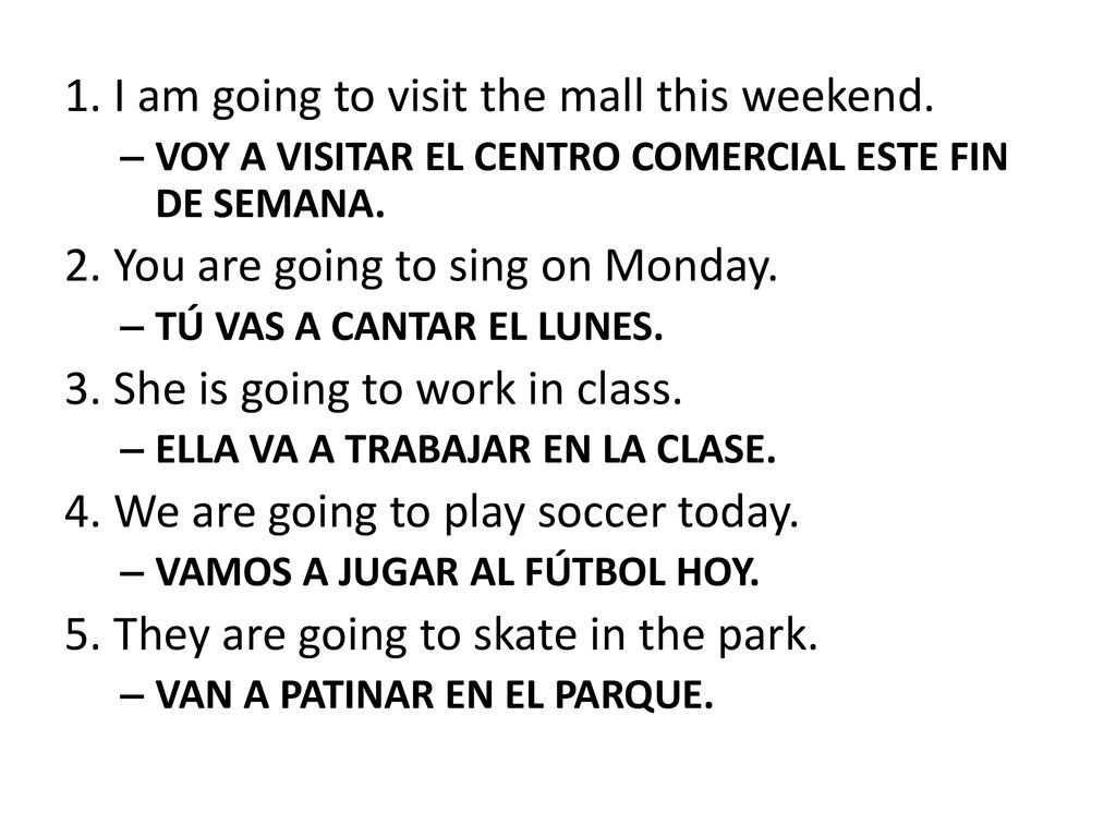 1. I am going to visit the mall this weekend.