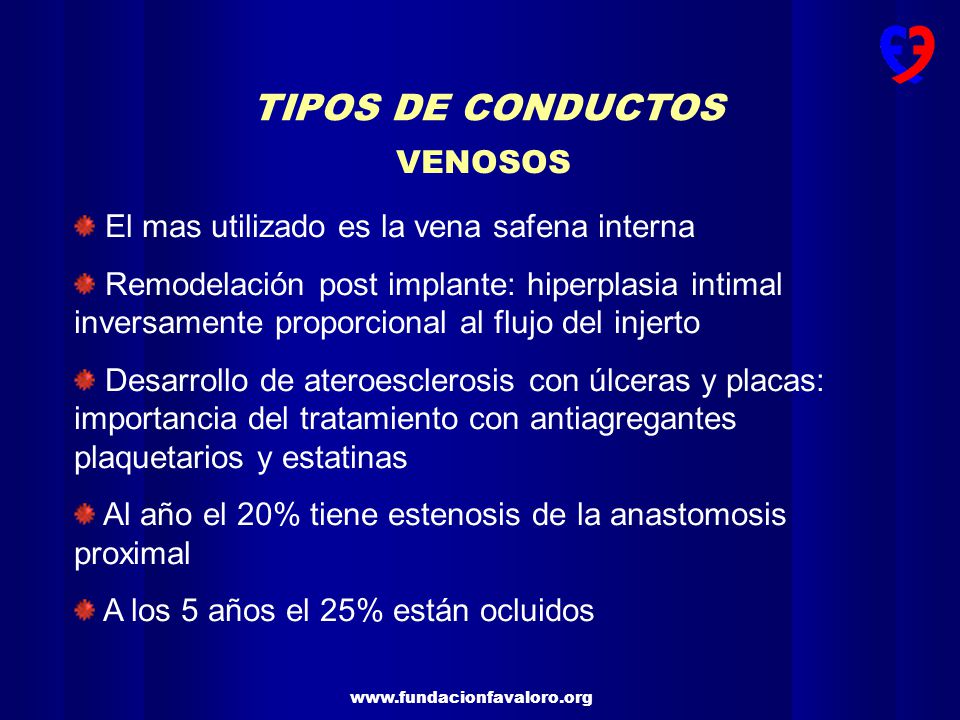 TIPOS DE CONDUCTOS VENOSOS El mas utilizado es la vena safena interna