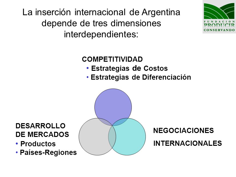 La inserción internacional de Argentina depende de tres dimensiones interdependientes: