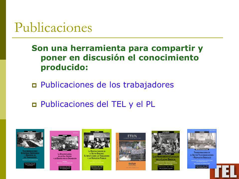 Publicaciones Son una herramienta para compartir y poner en discusión el conocimiento producido: Publicaciones de los trabajadores.