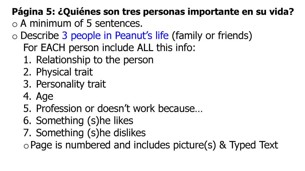 Describe 3 people in Peanut’s life (family or friends)
