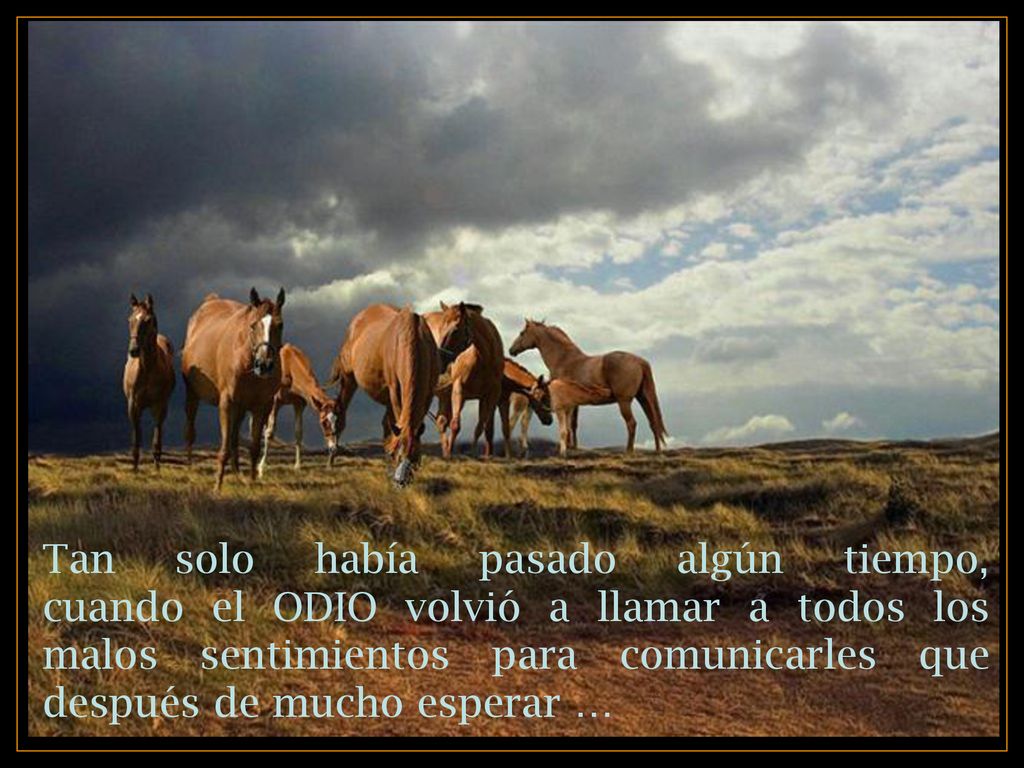 Tan solo había pasado algún tiempo, cuando el ODIO volvió a llamar a todos los malos sentimientos para comunicarles que después de mucho esperar …