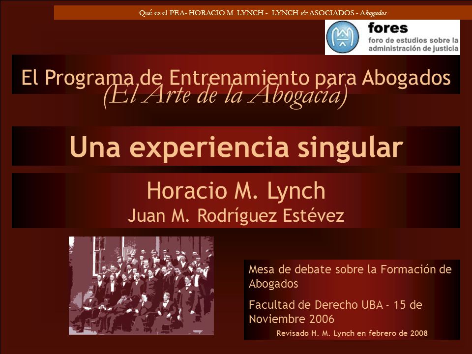 Una experiencia singular Revisado H. M. Lynch en febrero de 2008