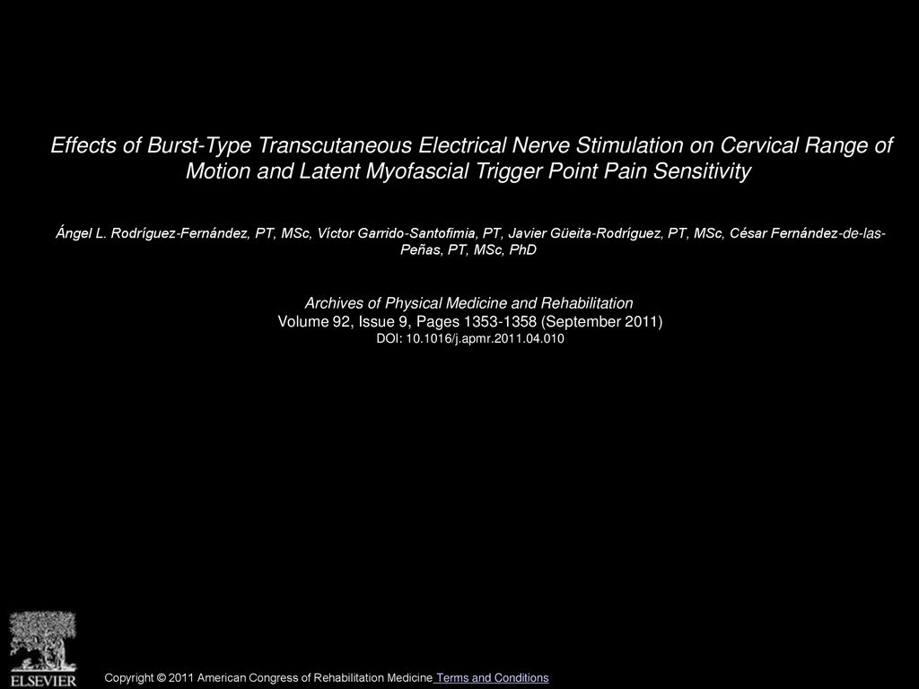 Effects of Burst-Type Transcutaneous Electrical Nerve Stimulation on Cervical Range of Motion and Latent Myofascial Trigger Point Pain Sensitivity