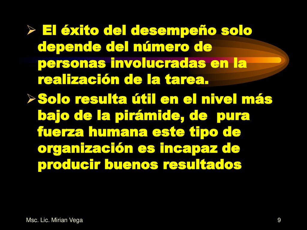 El éxito del desempeño solo depende del número de personas involucradas en la realización de la tarea.