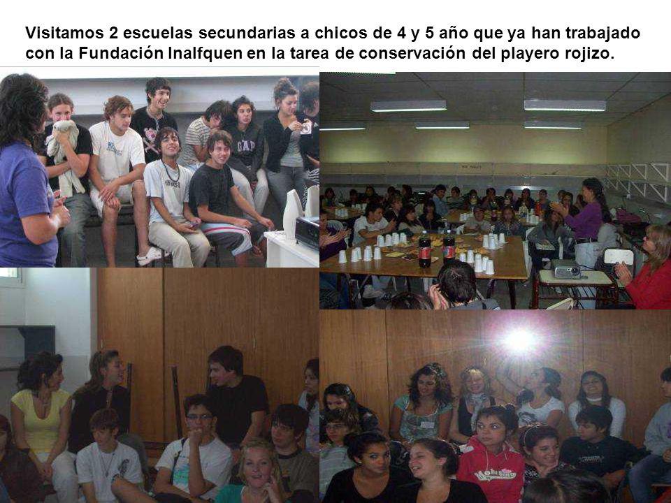 Visitamos 2 escuelas secundarias a chicos de 4 y 5 año que ya han trabajado con la Fundación Inalfquen en la tarea de conservación del playero rojizo.
