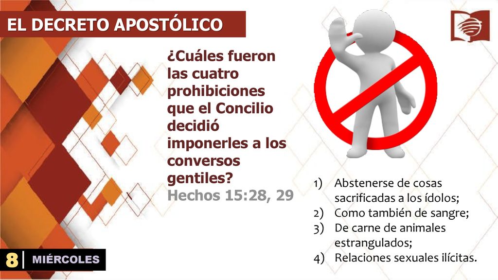 EL DECRETO APOSTÓLICO ¿Cuáles fueron las cuatro prohibiciones que el Concilio decidió imponerles a los conversos gentiles