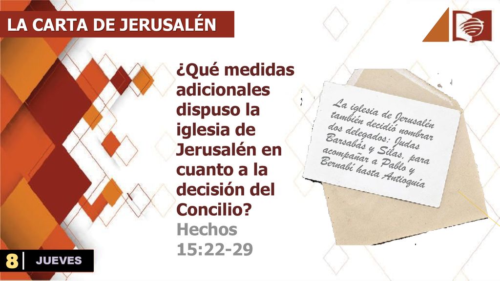 LA CARTA DE JERUSALÉN ¿Qué medidas adicionales dispuso la iglesia de Jerusalén en cuanto a la decisión del Concilio