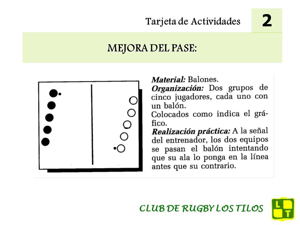 2 Tarjeta de Actividades MEJORA DEL PASE: CLUB DE RUGBY LOS TILOS